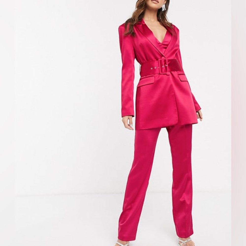 ASOS Design Satin Pink Suit Set!